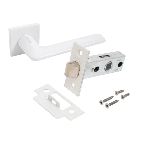  Защелка межкомн. АЛЛЮР "ТИНА" РУЧКА БЕЛЫЙ МАТОВЫЙ /15721/ 