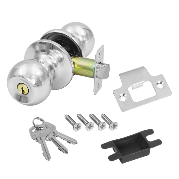  Защелка межкомн. СТАНДАРТ ШАР ХРОМ ключ с фиксатором /9865/