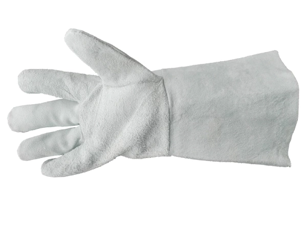  Краги спилковые д/сварщика 5-и палые серые /673/