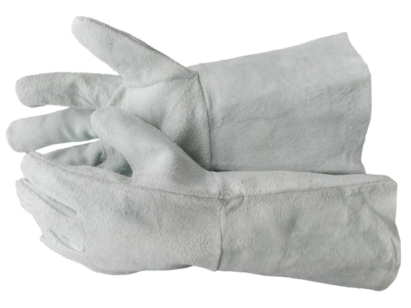  Краги спилковые д/сварщика 5-и палые серые /673/