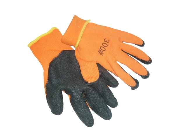 Перчатки х/б толстые утепленные облив латекс ОРАНЖЕВЫЕ /55053/ /10/