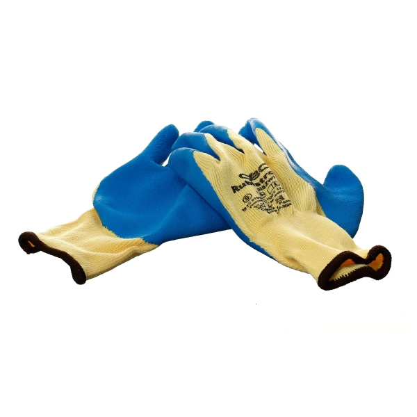  Перчатки нейлоновые с обливом вспененные ЖЕЛТ/СИНИЕ /052/ /5/