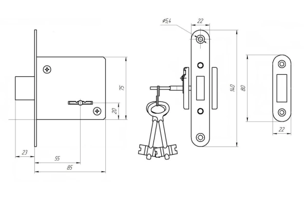  Замок врезной сувальдный ЗВ8-4 /14849/ 