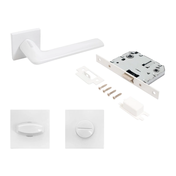  Защелка межкомн. АЛЛЮР "ТИНА" РУЧКА БЕЛЫЙ МАТОВЫЙ с фиксатором /15722/ 