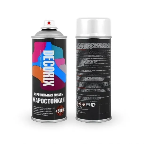  Спрей эмаль БЕЛАЯ ТЕРМОСТОЙКАЯ DECORIX  0,52л