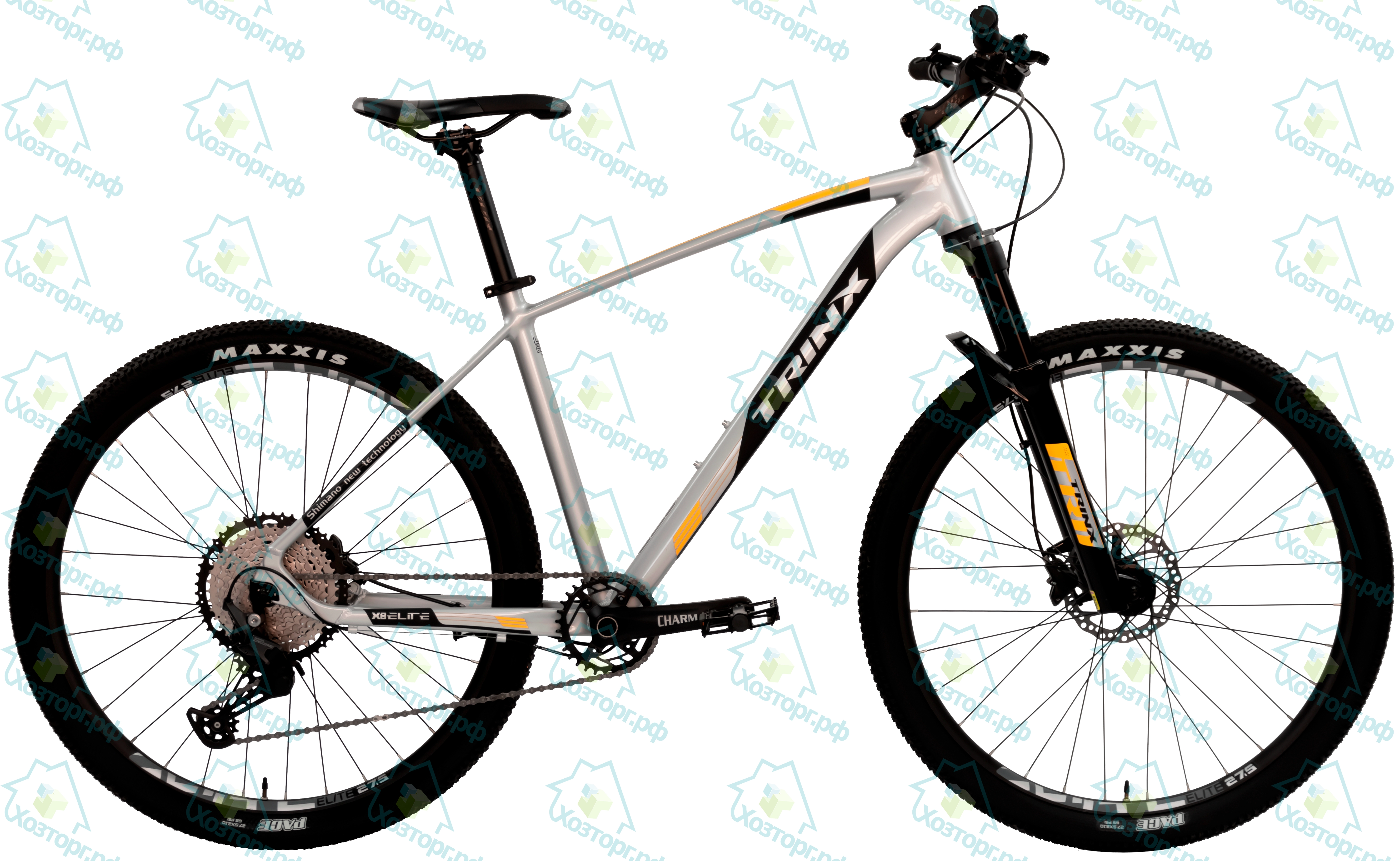  Велосипед TRINX 27,5" Х8 Elite рама 16", серый/черный-желтый *