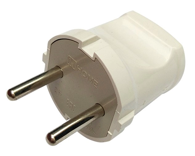  Вилка электр. прямая 10А белая /00572/