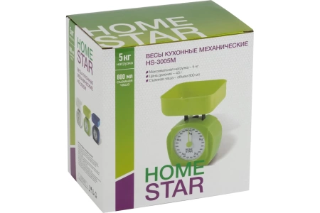  Весы настольные кухонные мех (5кг) с чашкой HOMESTAR HS-3005
