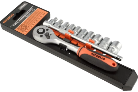  Нр торцевых головок с трещеткой АвтоДело (12пр) 1/4" /39844/ 