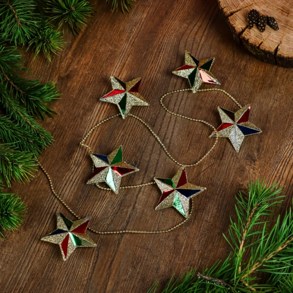  Бусы елочные 100см /378-282/ пл мультицвет