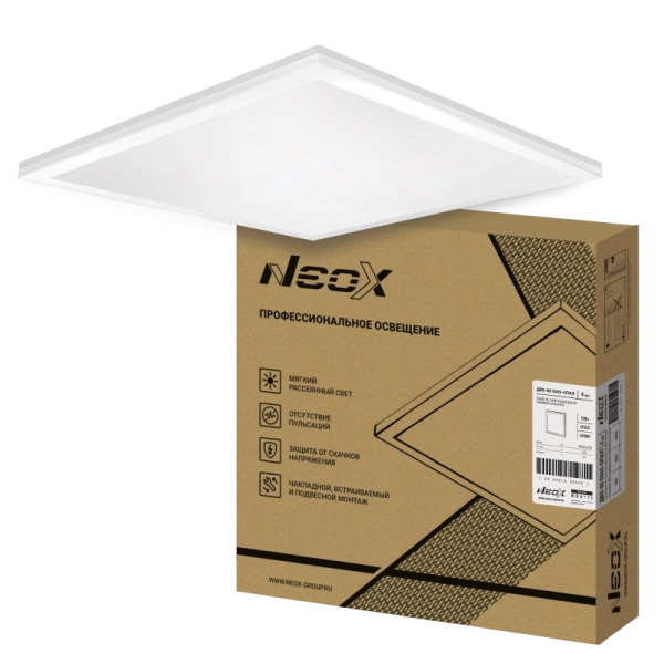 Панель светодиод. Neox ДВО-02  50Вт холодный свет, матовый /53066/