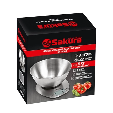  Весы настольные ЭЛЕКТР. (5кг) с чашей SAKURA SA-6064