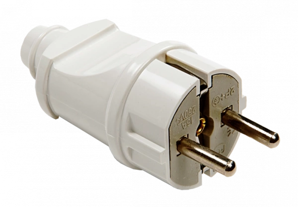  Вилка электр. прямая евро 16А белая /00565/
