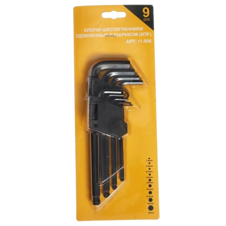  Ключи-шестигранники удлиненные с шариком (9пр) /11-006/