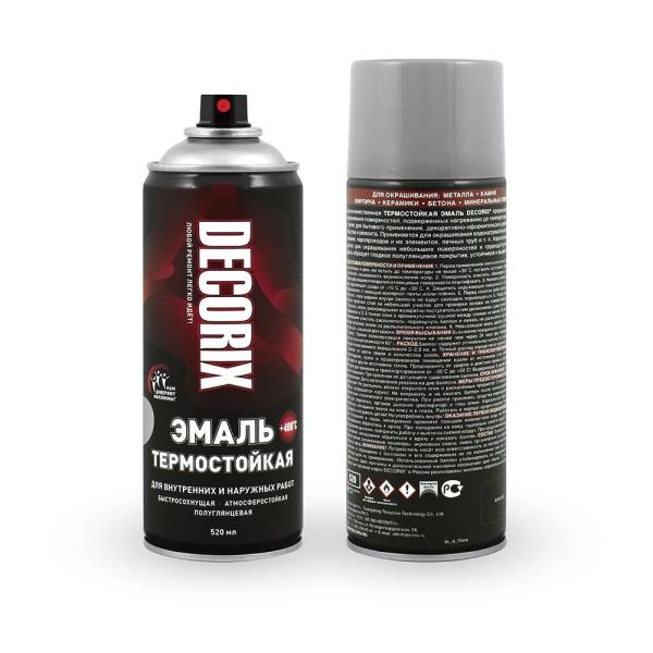  Спрей эмаль АЛЮМИНИЙ ТЕРМОСТОЙКАЯ DECORIX  0,52л